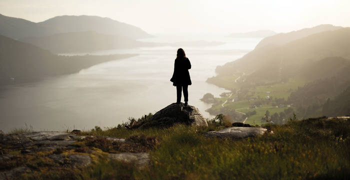 Blick auf Fjord in Norwegen