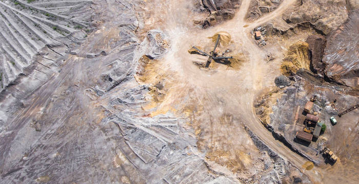 Vue d'en haut de la mine d'or