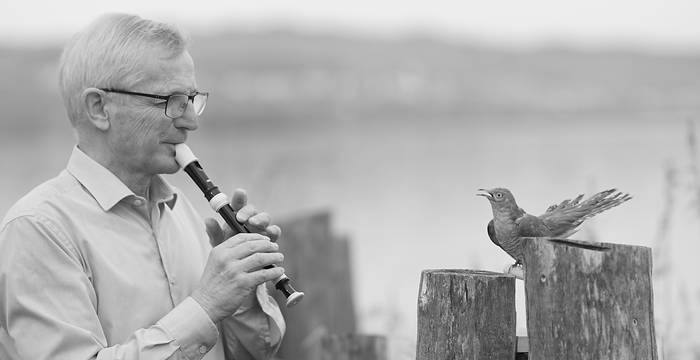 Christian Marti avec une flûte