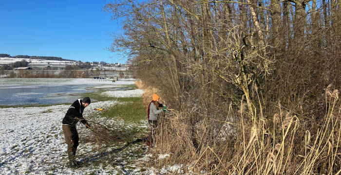 Freiwillige helfen in der Lehmgrube Opfershofen