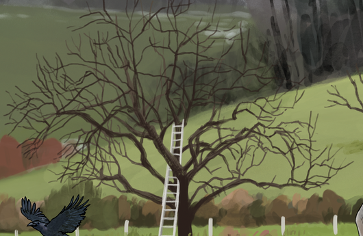 Illustration eines Hochstamm-Apfelbaumes