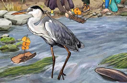 Illustration von einem Graureiher
