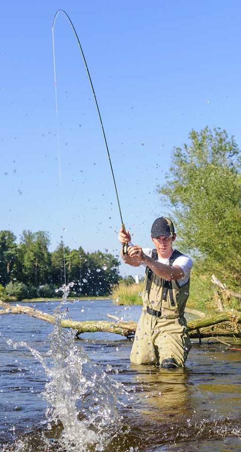 Pêcheur dans une rivière