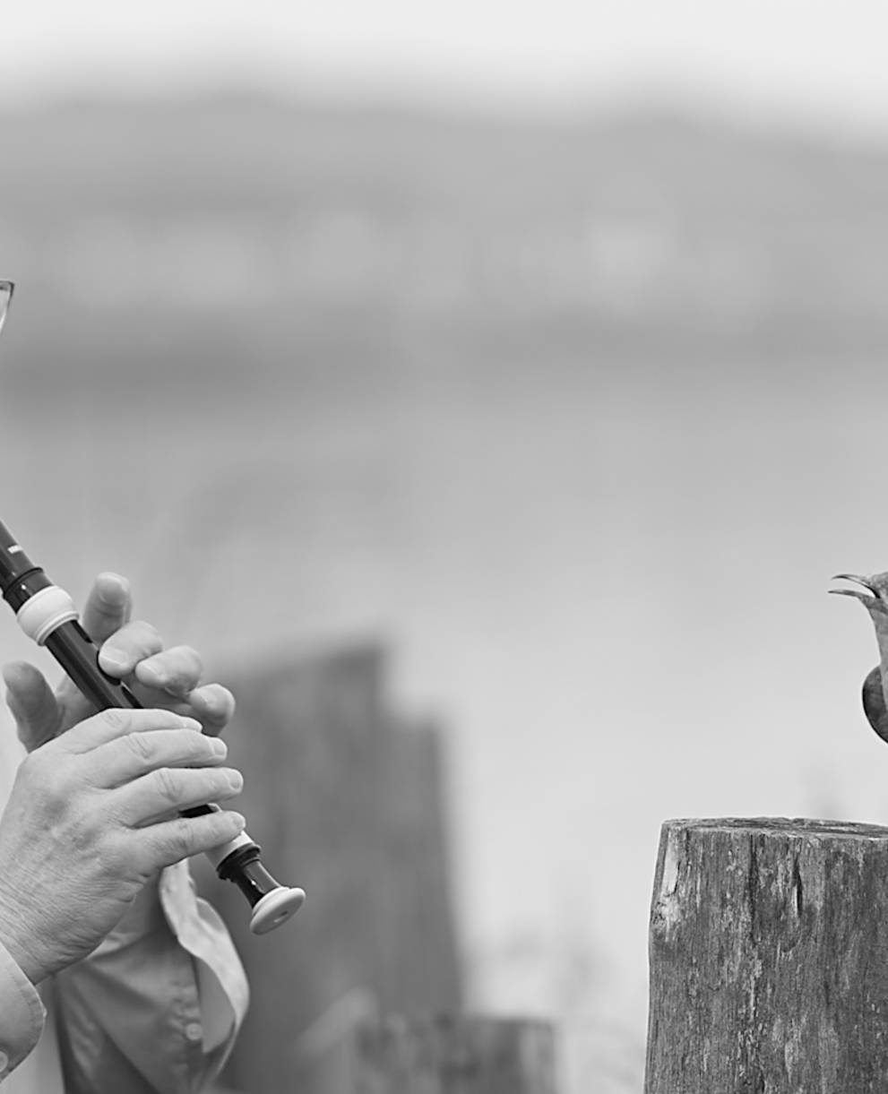 Christian Marti avec une flûte