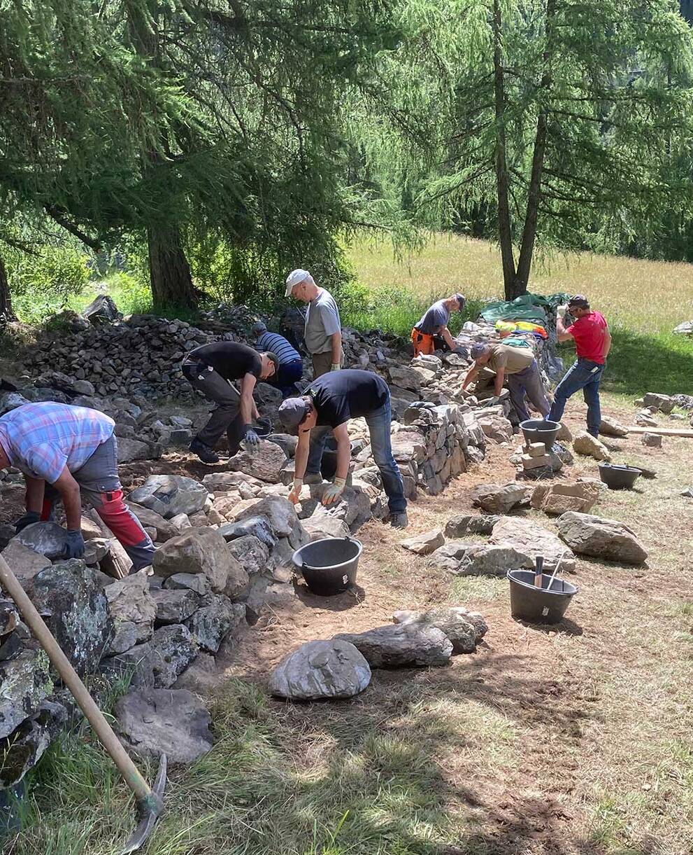 Ferienarbeitswoche, Zernez, Unterengadin -Trockenmauerwoche