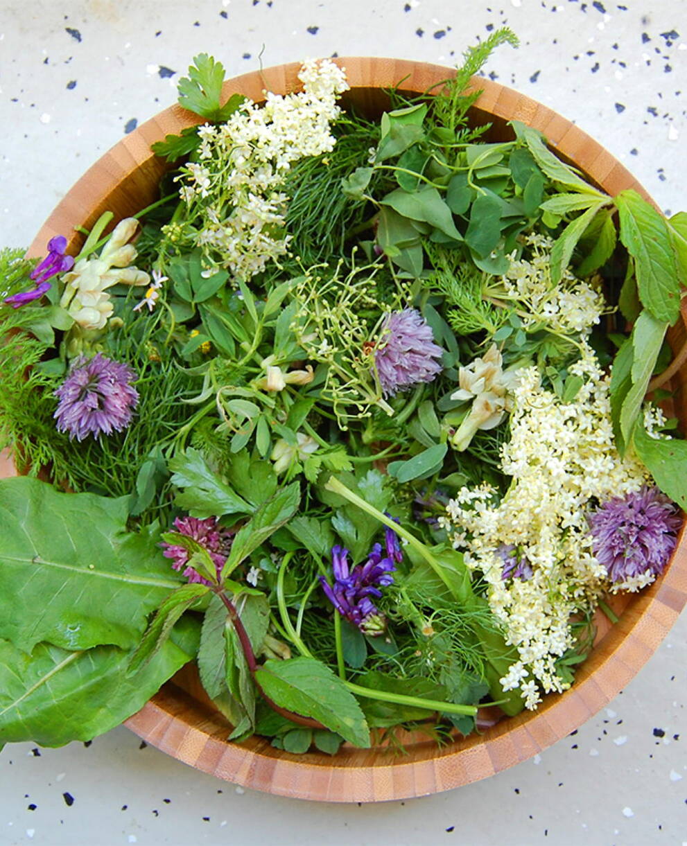 Schüssel voller Wildkräuter