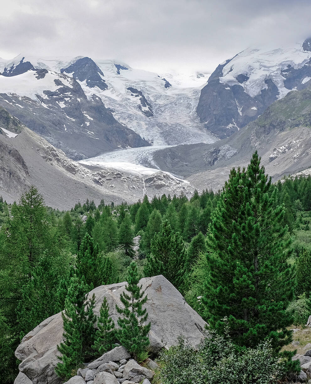 Blick auf den sich zurückziehenden Morderatschgletscher GR