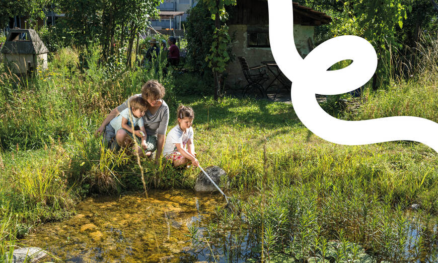 Titelbild BONJOUR NATURE Teich mit Familie